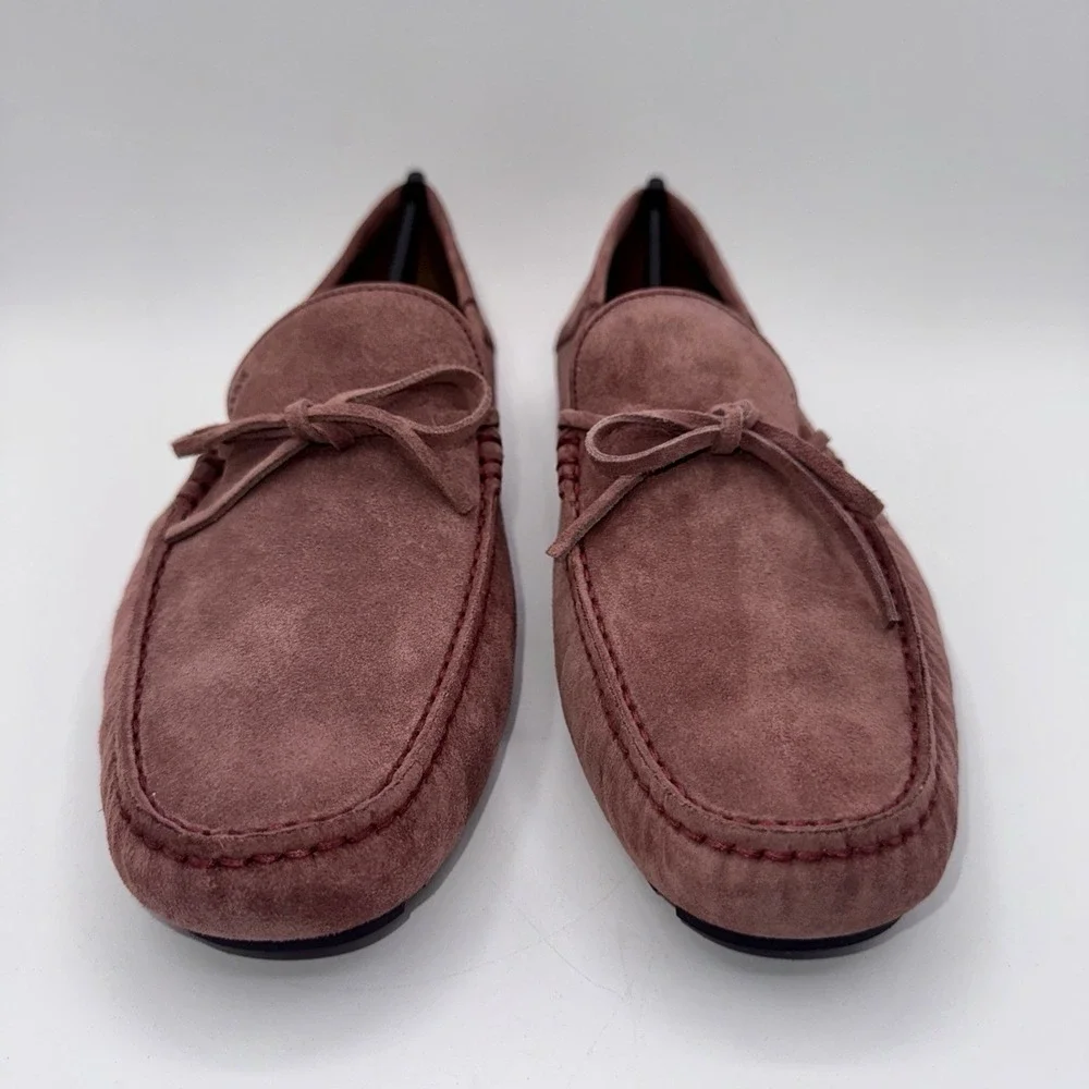 Hugo Boss Driver Mix Saddle Loafers‎ Men's Size 9.5 Open Pink Suede Dustbags